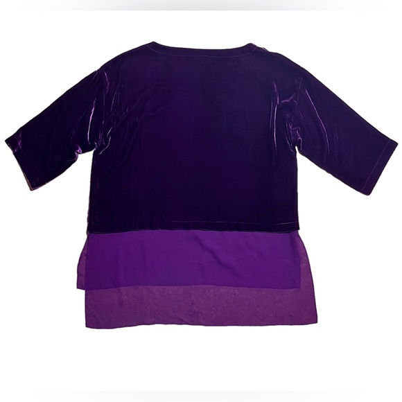 Eileen Fisher Bateau Neck Velvet Rayon Silk Hi-Lo Top In Mauve Sz Petite Large - Picture 7 of 14